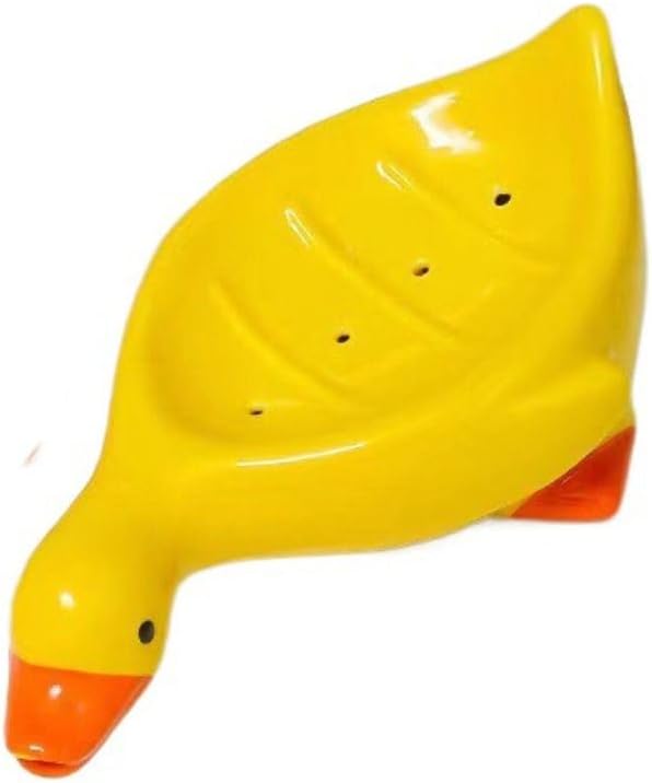 Plastic Self-Draining Duck Soap Dish Holder Yellow