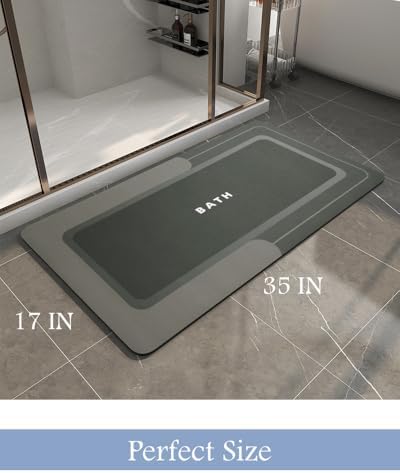 MontVoo Dark Grey Bath Mat - Non Slip Quick Dry 17x35