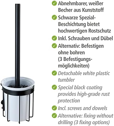 WENKO Classic Plus Black Toilet Brush Holder