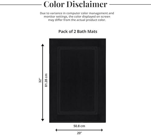 Tens Towels Pack of 2 Bath Mats Black 20x32 Inches