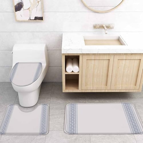 ZOE GARDEN Blue Striped Bathroom Set with Rug and Accessories