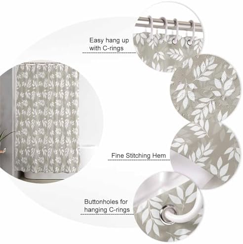 ZOE GARDEN Leaf Brown Bathroom Set with Shower Curtain and Rug