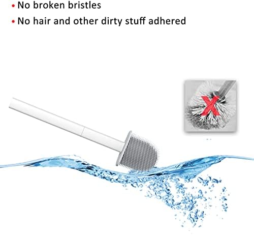 Toilet Brush with Holder Flexible Silicone Cleaning Tool for Bathroom