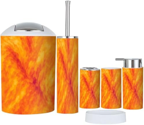 Boho Orange Bathroom Accessory Set 6 Piece