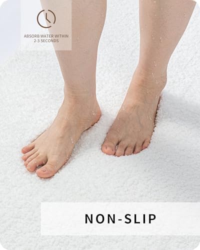 White 17x24 Fluffy Non-Slip Bath Rug