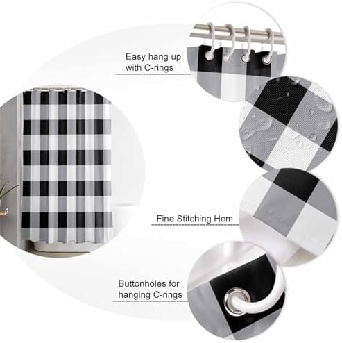 ZOE GARDEN Black and White Buffalo Plaid Bathroom Set