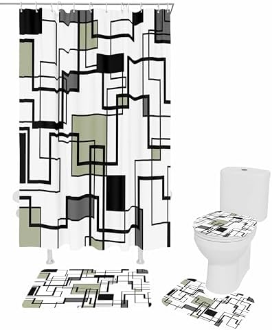 ZOE GARDEN Sage Green Bathroom Set with Shower Curtain Rug and Accessories