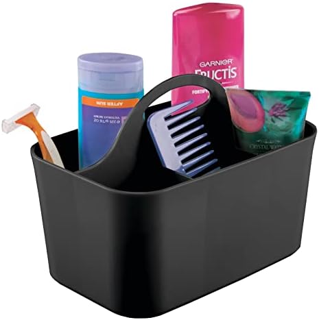 mDesign Shower Caddy Tote with Handle - Black