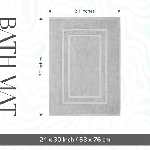 Feather Stitch 2 Piece Bath Mat Set - Silver Birch
