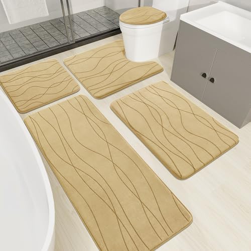 YIHOUSE 5 Piece Memory Foam Bath Mat Set