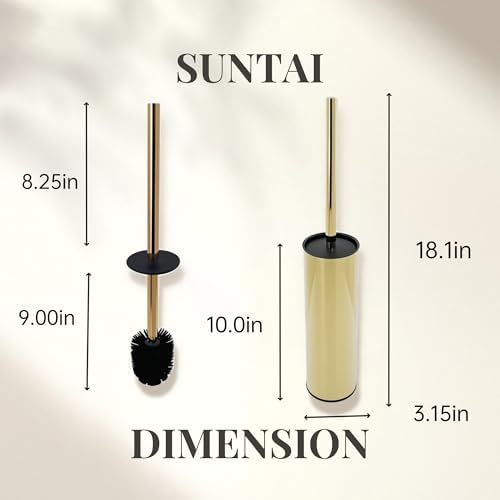 SUNTAI Toilet Brush and Holder with Gold Finish