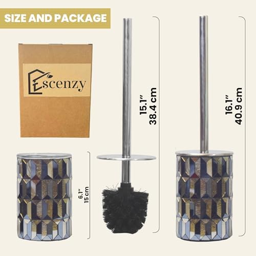 Modern Toilet Brush and Holder Set Black Gold