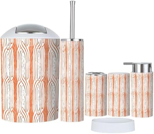 Boho Bathroom Accessory Set 6 Piece Modern Mid Century