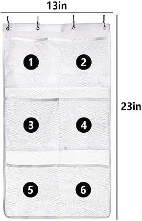 Quick Dry Mesh Shower Organizer with 6 Pockets and 4 Hooks