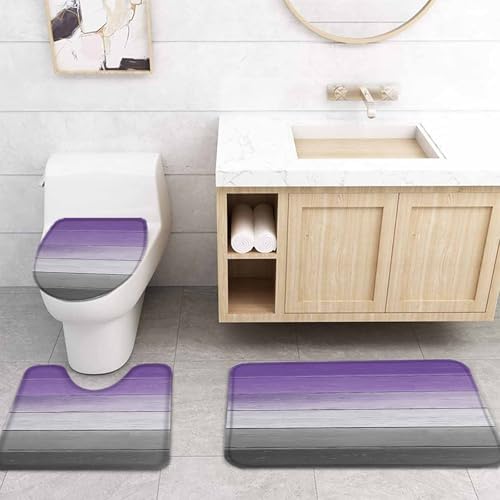 ZOE GARDEN Purple Grey Bathroom Set with Curtain Rug and Accessories