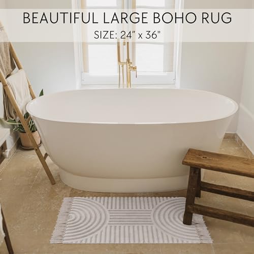 KIBAGA Boho Tassel Rug 24x36 Inch for Bathroom