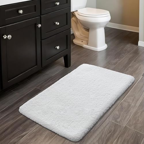 White 17x24 Fluffy Non-Slip Bath Rug