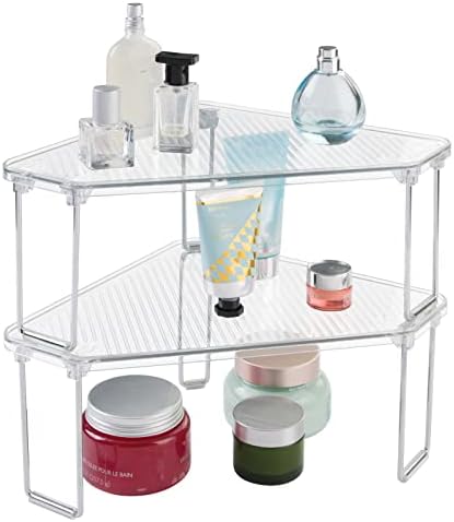 mDesign Corner Stackable Rack 2 Pack Clear