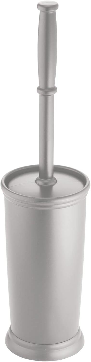 mDesign Compact Freestanding Toilet Brush and Holder - Silver