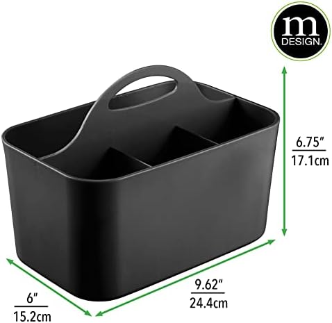 mDesign Shower Caddy Tote with Handle - Black