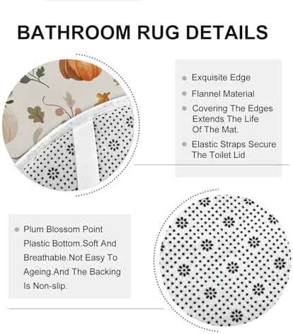 Fall Cream Pumpkin Shower Curtain Set with Non-Slip Rug and U Shape