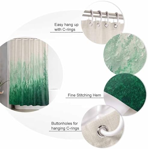 Forest Green Bathroom Set with Shower Curtain Rug and Accessories