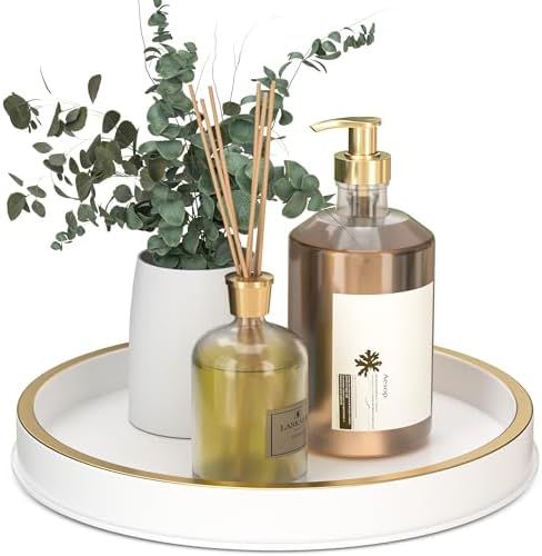 HGF 10 Inch White Brushed Gold Bathroom Tray