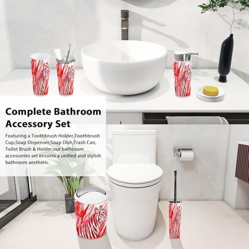 Boho Chalk Stripes Animal Print Bathroom Accessories Set 6 Piece