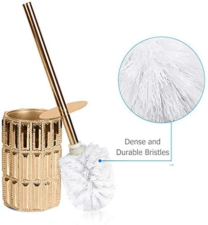 Nu Steel Resin Toilet Brush with Holder Gold Finish