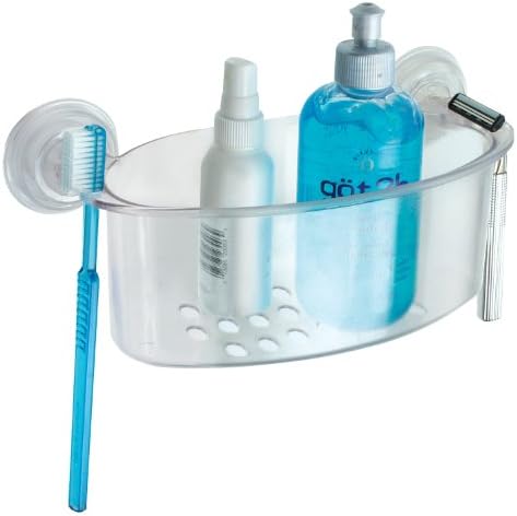 InterDesign Power Lock Shower Basket Clear Plastic 45 x 10 x 46