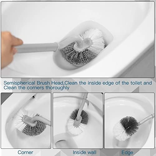WOBEVB 2Pcs Toilet Brush Set with Curved Design for Deep Cleaning