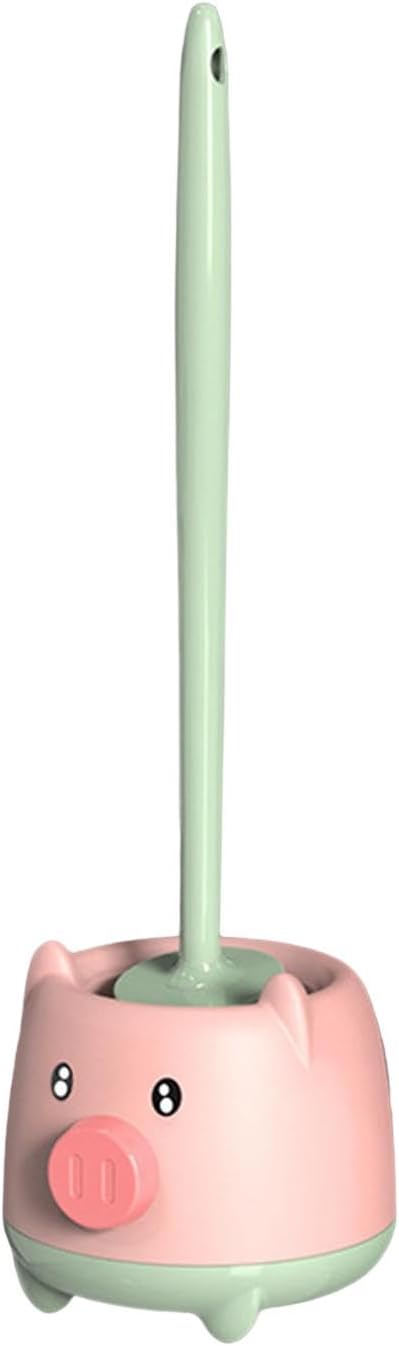Toilet Brush with Holder Set Hanging Cartoon Design Pink Green