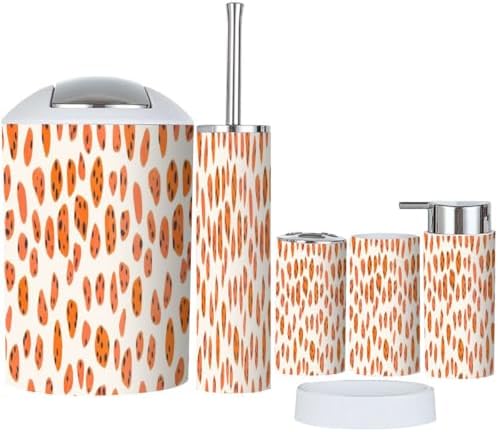 Boho Leopard Print Bathroom Accessory Set 6 Piece 1