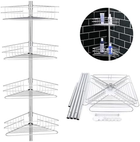 YINZINR Corner Shower Caddy with 4 Layers and Towel Bar