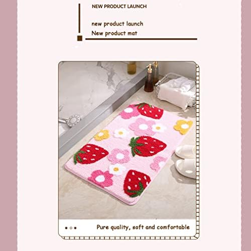 Soft Cozy Strawberry Bath Rug Non-Slip Green