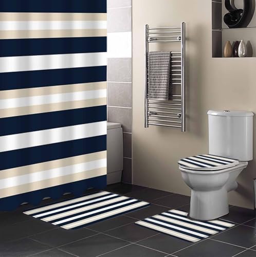 ZOE GARDEN Navy Blue Khaki Bathroom Set