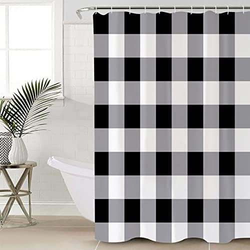 ZOE GARDEN Black and White Buffalo Plaid Bathroom Set