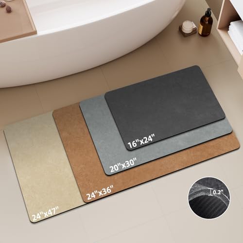 TYUU Dark Grey Bath Mat 16x24 Non Slip Quick Dry