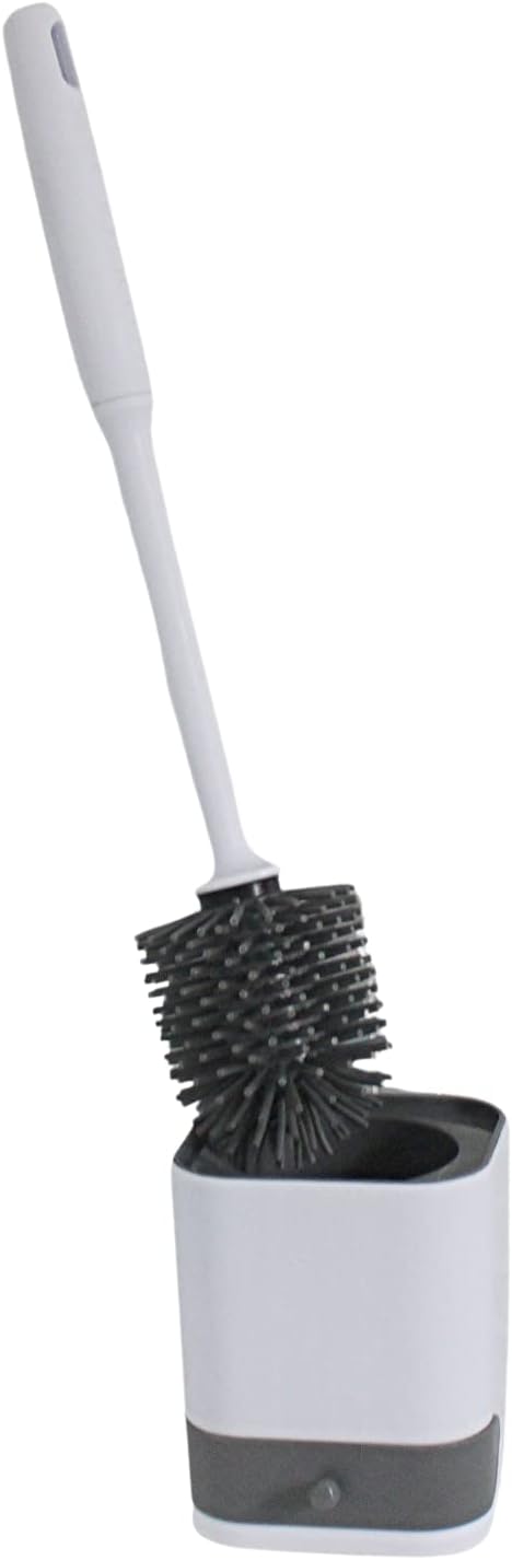 Silicone Toilet Brush with Holder - No-Drill Mount Ventilated Design