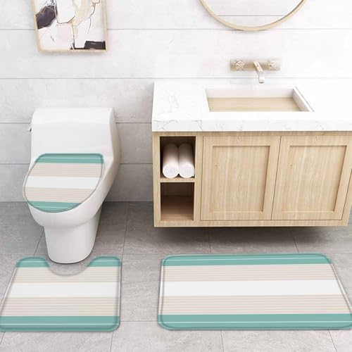 ZOE GARDEN Turquoise Striped Bathroom Set
