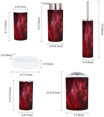 Boho Red Bathroom Accessory Set 6 Piece 1