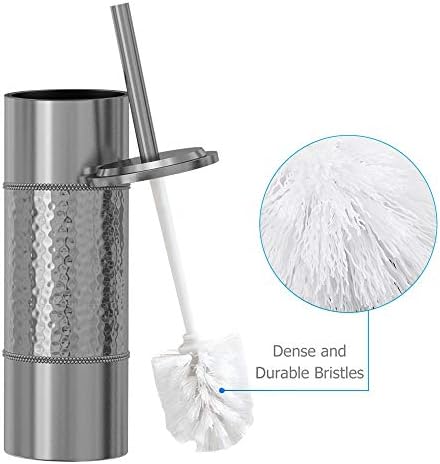 Nu Steel Hammer Detail Toilet Brush with Plastic Liner and Metal Handle