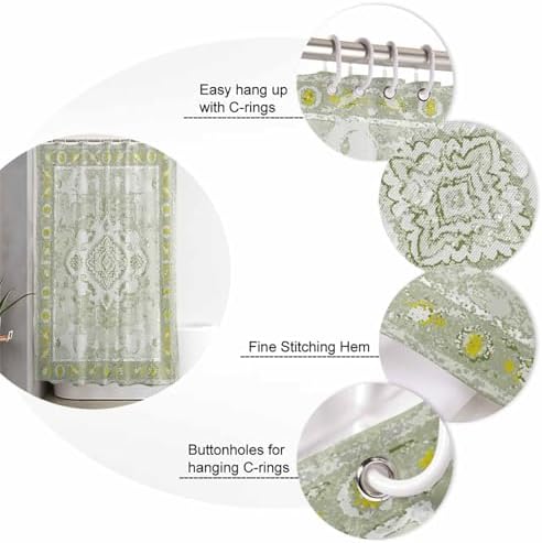 ZOE GARDEN Sage Green Bathroom Set with Curtain Rug and Accessories