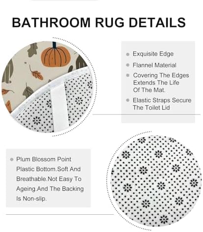 4PCS Fall Kawaii Cat Bathroom Set with Non-Slip Rug