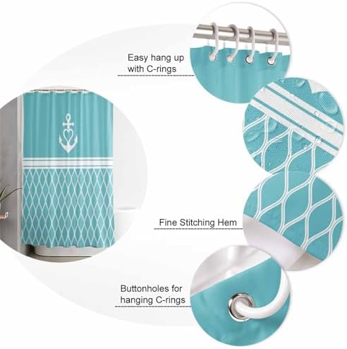 ZOE GARDEN Blue Morocco Bathroom Set with Curtain Rug and Accessories