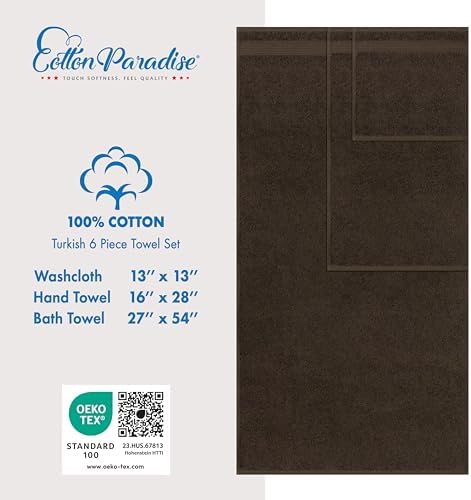 Cotton Paradise 6 Piece Brown Towel Set