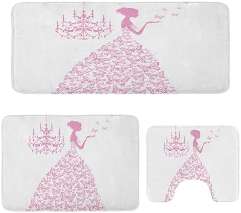 Ambesonne Love 3-Piece Bathroom Rug Set