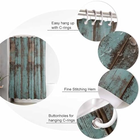 Turquoise Blue Bathroom Set with Rug and Curtain Accessories