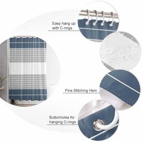 ZOE GARDEN Haze Blue Striped Bathroom Set 1