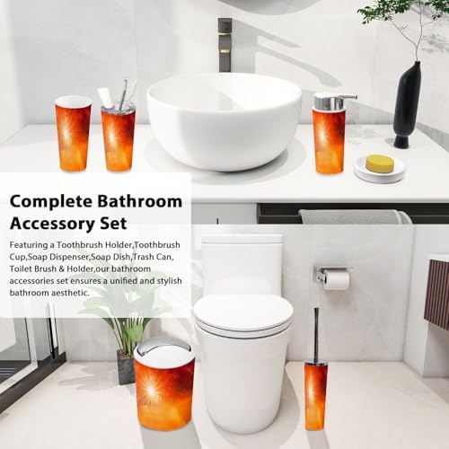 Boho Summer Orange Bathroom Accessory Set 6 Piece